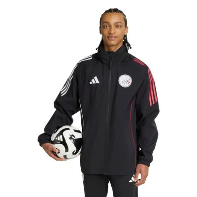 Ajax regenjack 2025/2026 zwart wit rood waterdicht